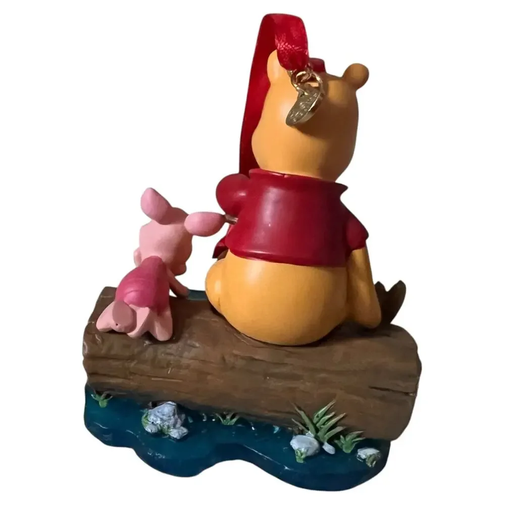Disney Store 2014 Winnie the Pooh and Piglet Sitting on Log Ornament